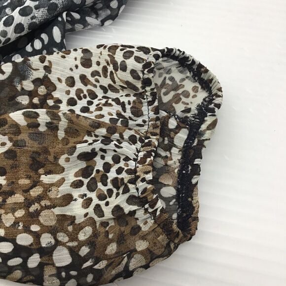 Animal Print Sheer Tie Neck Blouse (B15) - Picture 7 of 8